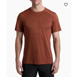 Kuhl Shirt Mens M Red Crew Neck Short Sleeve Lightweight Performance Hiking Tee